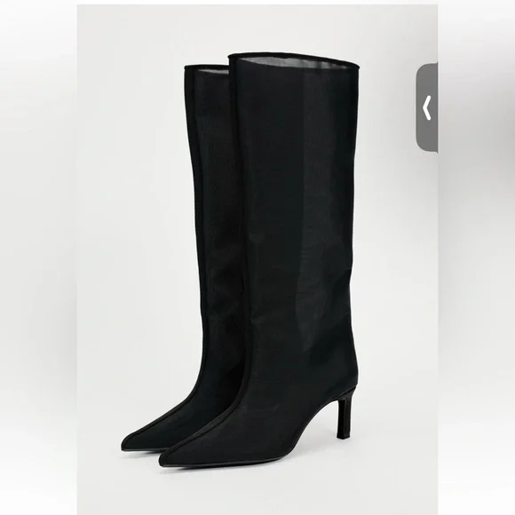 Zara knee high heeled mesh boots - Picture 4 of 5